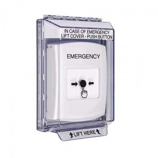 GLR331EM-EN STI White Indoor/Outdoor Low Profile Flush Mount Key-to-Reset Push Button with EMERGENCY Label English