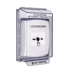 GLR331LD-EN STI White Indoor/Outdoor Low Profile Flush Mount Key-to-Reset Push Button with LOCKDOWN Label English