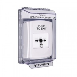 GLR331PX-EN STI White Indoor/Outdoor Low Profile Flush Mount Key-to-Reset Push Button with PUSH TO EXIT Label English