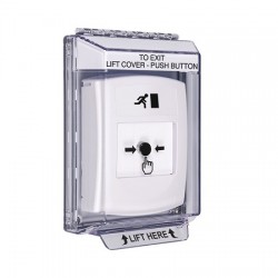 GLR331RM-EN STI White Indoor/Outdoor Low Profile Flush Mount Key-to-Reset Push Button with Running Man Icon English
