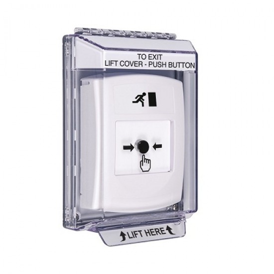 GLR331RM-EN STI White Indoor/Outdoor Low Profile Flush Mount Key-to-Reset Push Button with Running Man Icon English