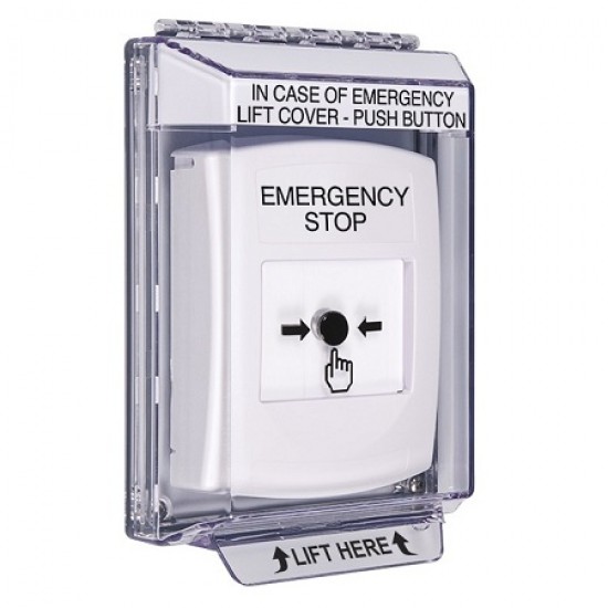 GLR341ES-EN STI White Indoor/Outdoor Low Profile Flush Mount w/ Sound Key-to-Reset Push Button w/ EMERGENCY STOP Label