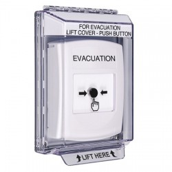GLR341EV-EN STI White Indoor/Outdoor Low Profile Flush Mount w/ Sound Key-to-Reset Push Button with EVACUATION Label English