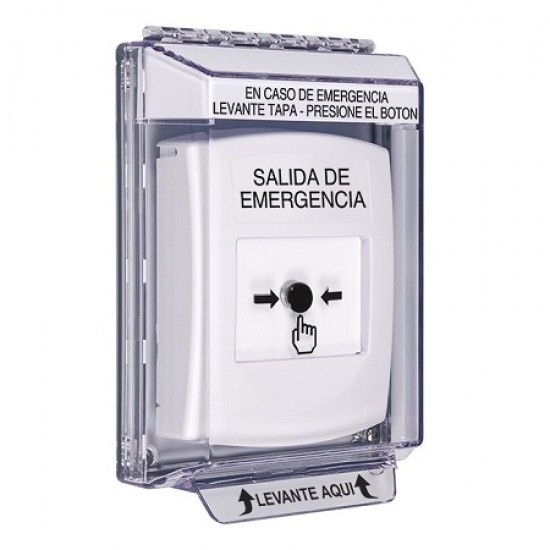 GLR341EX-ES STI White Indoor/Outdoor Low Profile Flush Mount w/ Sound Key-to-Reset Push Button w/ EMERGENCY EXIT Spanish