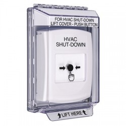 GLR341HV-EN STI White Indoor/Outdoor Low Profile Flush Mount w/ Sound Key-to-Reset Push Button w/ HVAC SHUT-DOWN Label