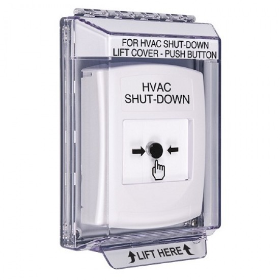 GLR341HV-EN STI White Indoor/Outdoor Low Profile Flush Mount w/ Sound Key-to-Reset Push Button w/ HVAC SHUT-DOWN Label
