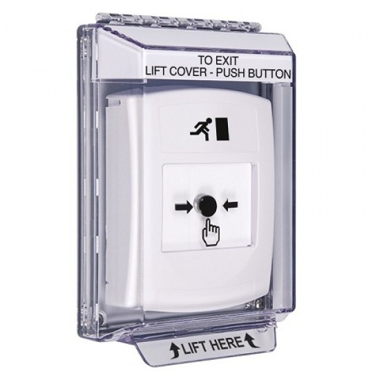 GLR341RM-EN STI White Indoor/Outdoor Low Profile Flush Mount w/ Sound Key-to-Reset Push Button with Running Man Icon English