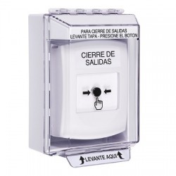 GLR371LD-ES STI White Indoor/Outdoor Low Profile Surface Mount Key-to-Reset Push Button with LOCKDOWN Label Spanish