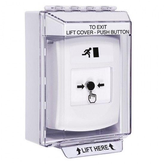 GLR371RM-EN STI White Indoor/Outdoor Low Profile Surface Mount Key-to-Reset Push Button with Running Man Icon English