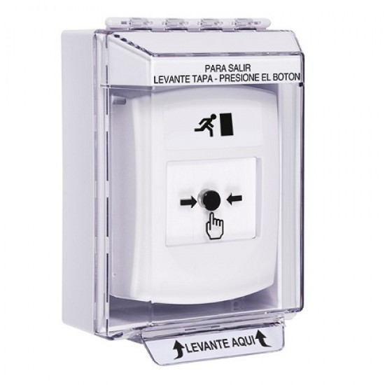 GLR371RM-ES STI White Indoor/Outdoor Low Profile Surface Mount Key-to-Reset Push Button with Running Man Icon Spanish