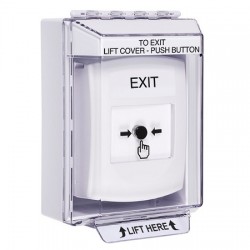GLR371XT-EN STI White Indoor/Outdoor Low Profile Surface Mount Key-to-Reset Push Button with EXIT Label English