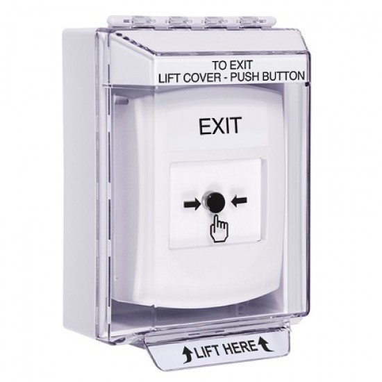 GLR371XT-EN STI White Indoor/Outdoor Low Profile Surface Mount Key-to-Reset Push Button with EXIT Label English