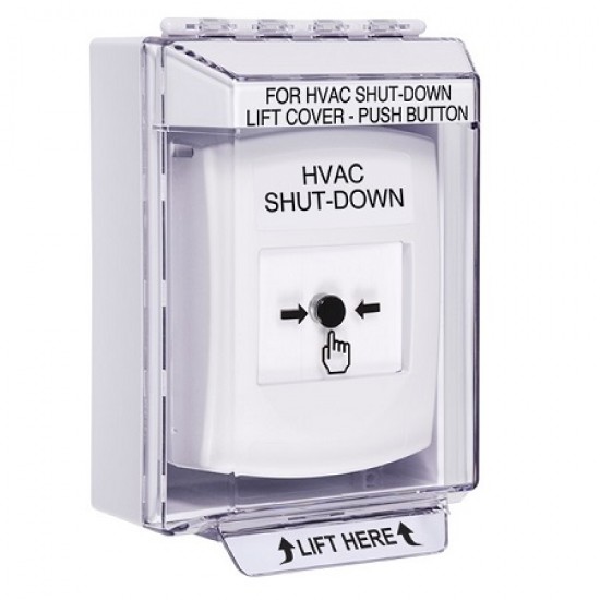GLR381HV-EN STI White Indoor/Outdoor Low Profile Surface Mount w/ Sound Key-to-Reset Push Button w/ HVAC SHUT-DOWN Label