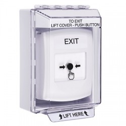 GLR381XT-EN STI White Indoor/Outdoor Low Profile Surface Mount w/ Sound Key-to-Reset Push Button with EXIT Label English
