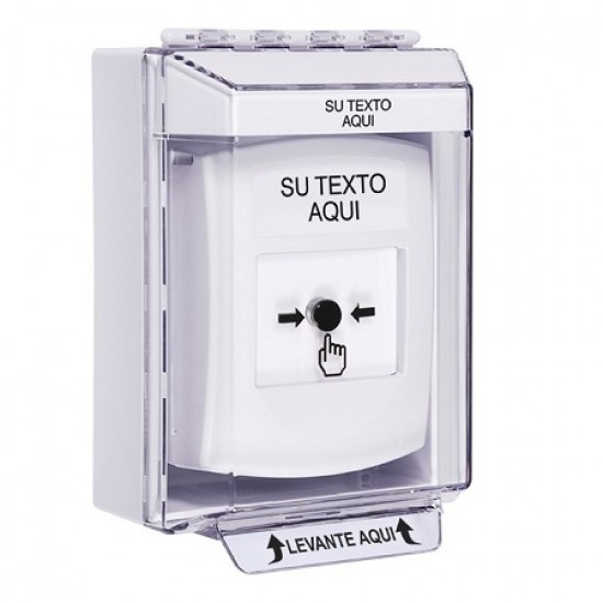 GLR381ZA-ES STI White Indoor/Outdoor Low Profile Surface Mount w/ Sound Key-to-Reset Push Button w/ Custom Text Spanish