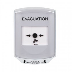GLR3A1EV-EN STI White Indoor Only Shield w/ Sound Key-to-Reset Push Button with EVACUATION Label English