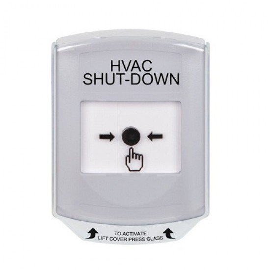 GLR3A1HV-EN STI White Indoor Only Shield w/ Sound Key-to-Reset Push Button with HVAC SHUT-DOWN Label English