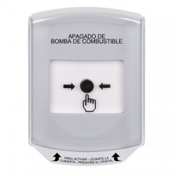 GLR3A1PS-ES STI White Indoor Only Shield w/ Sound Key-to-Reset Push Button with FUEL PUMP SHUT-DOWN Label Spanish