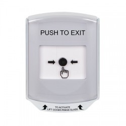 GLR3A1PX-EN STI White Indoor Only Shield w/ Sound Key-to-Reset Push Button with PUSH TO EXIT Label English
