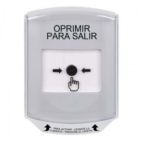 GLR3A1PX-ES STI White Indoor Only Shield w/ Sound Key-to-Reset Push Button with PUSH TO EXIT Label Spanish