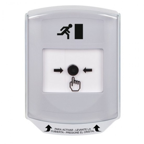 GLR3A1RM-ES STI White Indoor Only Shield w/ Sound Key-to-Reset Push Button with Running Man Icon Spanish