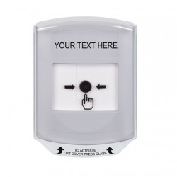 GLR3A1ZA-EN STI White Indoor Only Shield w/ Sound Key-to-Reset Push Button with Non-Returnable Custom Text Label English