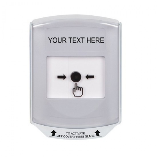 GLR3A1ZA-EN STI White Indoor Only Shield w/ Sound Key-to-Reset Push Button with Non-Returnable Custom Text Label English