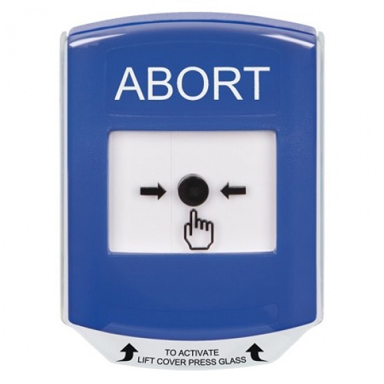 GLR421AB-EN STI Blue Indoor Only Shield Key-to-Reset Push Button with ABORT Label English