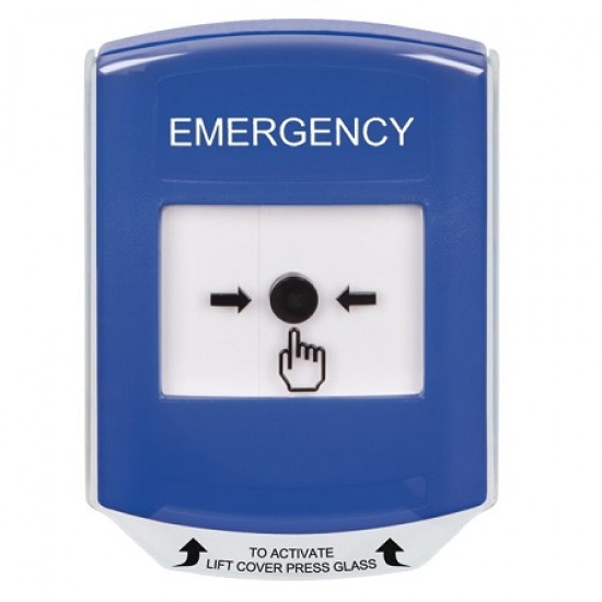 GLR421EM-EN STI Blue Indoor Only Shield Key-to-Reset Push Button with EMERGENCY Label English