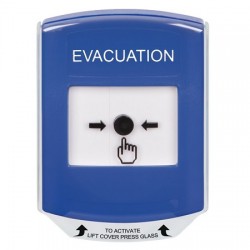 GLR421EV-EN STI Blue Indoor Only Shield Key-to-Reset Push Button with EVACUATION Label English