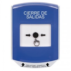 GLR421LD-ES STI Blue Indoor Only Shield Key-to-Reset Push Button with LOCKDOWN Label Spanish
