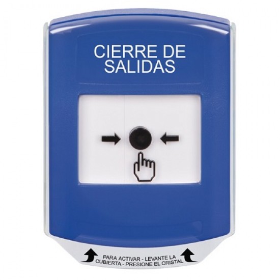 GLR421LD-ES STI Blue Indoor Only Shield Key-to-Reset Push Button with LOCKDOWN Label Spanish