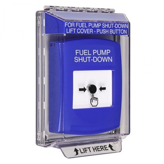 GLR441PS-EN STI Blue Indoor/Outdoor Low Profile Flush Mount w/ Sound Key-to-Reset Push Button w/ FUEL PUMP SHUT-DOWN Label
