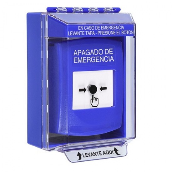 GLR481PO-ES STI Blue Indoor/Outdoor Low Profile Surface Mount w/ Sound Key-to-Reset Push Button w/ EMERGENCY POWER OFF Spanish