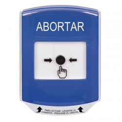 GLR4A1AB-ES STI Blue Indoor Only Shield w/ Sound Key-to-Reset Push Button with ABORT Label Spanish