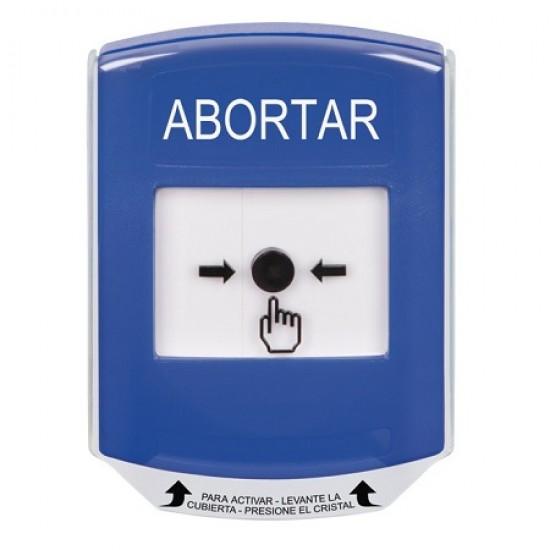 GLR4A1AB-ES STI Blue Indoor Only Shield w/ Sound Key-to-Reset Push Button with ABORT Label Spanish