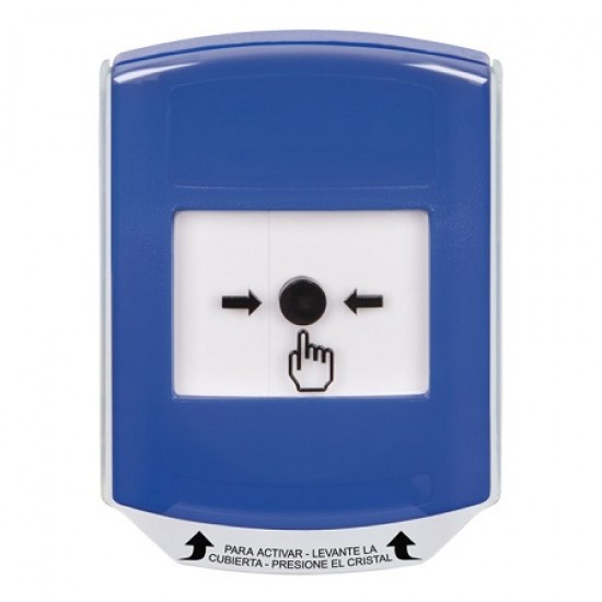 GLR4A1NT-ES STI Blue Indoor Only Shield w/ Sound Key-to-Reset Push Button with No Text Label Spanish