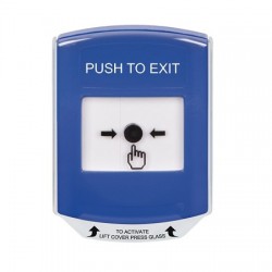 GLR4A1PX-EN STI Blue Indoor Only Shield w/ Sound Key-to-Reset Push Button with PUSH TO EXIT Label English