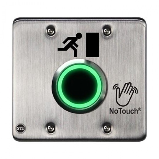 NT-SS200-EN STI NoTouch Double Gang Stainless Steel Button - Running Man Symbol
