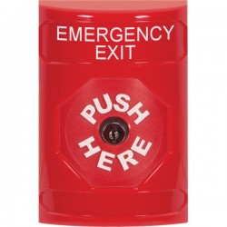 SS2000EX-EN STI Red No Cover Key-to-Reset Stopper Station with EMERGENCY EXIT Label English