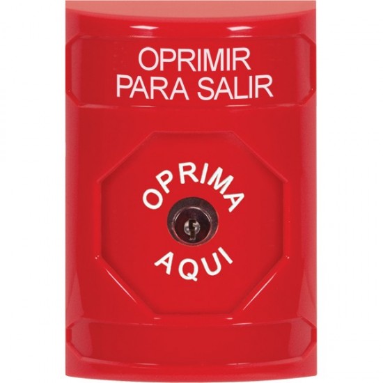 SS2000PX-ES STI Red No Cover Key-to-Reset Stopper Station with PUSH TO EXIT Label Spanish