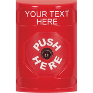 SS2000ZA-EN STI Red No Cover Key-to-Reset Stopper Station with Non-Returnable Custom Text Label English
