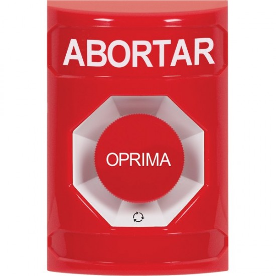 SS2001AB-ES STI Red No Cover Turn-to-Reset Stopper Station with ABORT Label Spanish