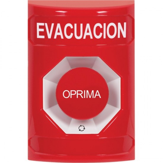 SS2001EV-ES STI Red No Cover Turn-to-Reset Stopper Station with EVACUATION Label Spanish
