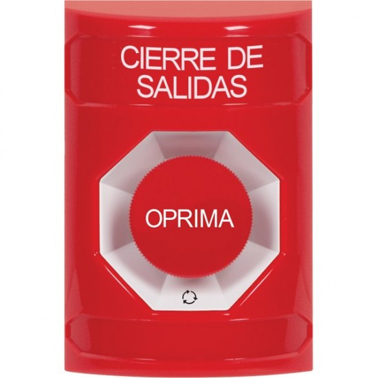 SS2001LD-ES STI Red No Cover Turn-to-Reset Stopper Station with LOCKDOWN Label Spanish