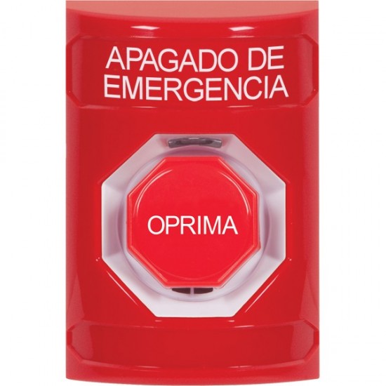 SS2002PO-ES STI Red No Cover Key-to-Reset (Illuminated) Stopper Station with EMERGENCY POWER OFF Label Spanish