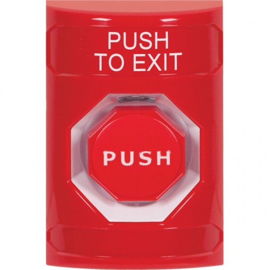 SS2002PX-EN STI Red No Cover Key-to-Reset (Illuminated) Stopper Station with PUSH TO EXIT Label English