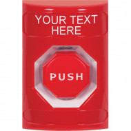 SS2002ZA-EN STI Red No Cover Key-to-Reset (Illuminated) Stopper Station with Non-Returnable Custom Text Label English