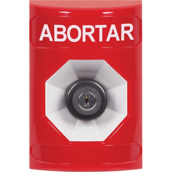 SS2003AB-ES STI Red No Cover Key-to-Activate Stopper Station with ABORT Label Spanish