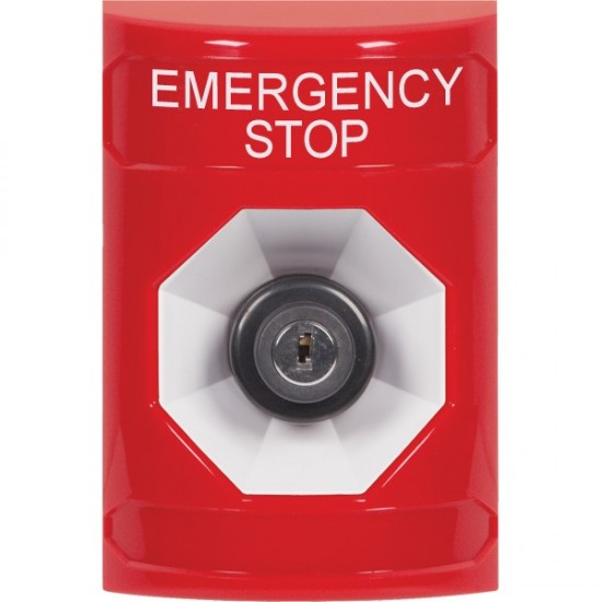 SS2003ES-EN STI Red No Cover Key-to-Activate Stopper Station with EMERGENCY STOP Label English